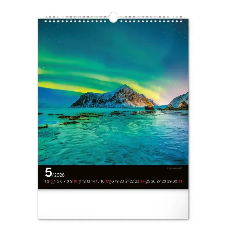 6087-AB Reálszisztéma Falinaptár Aurora Borealis 30 × 34 cm (2026)