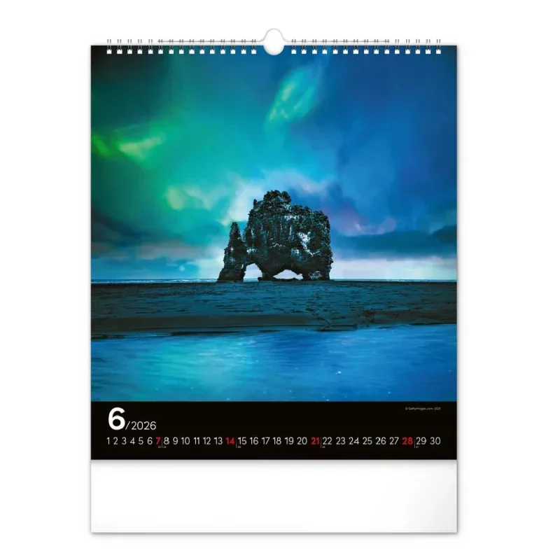 6087-AB Reálszisztéma Falinaptár Aurora Borealis 30 × 34 cm (2026)