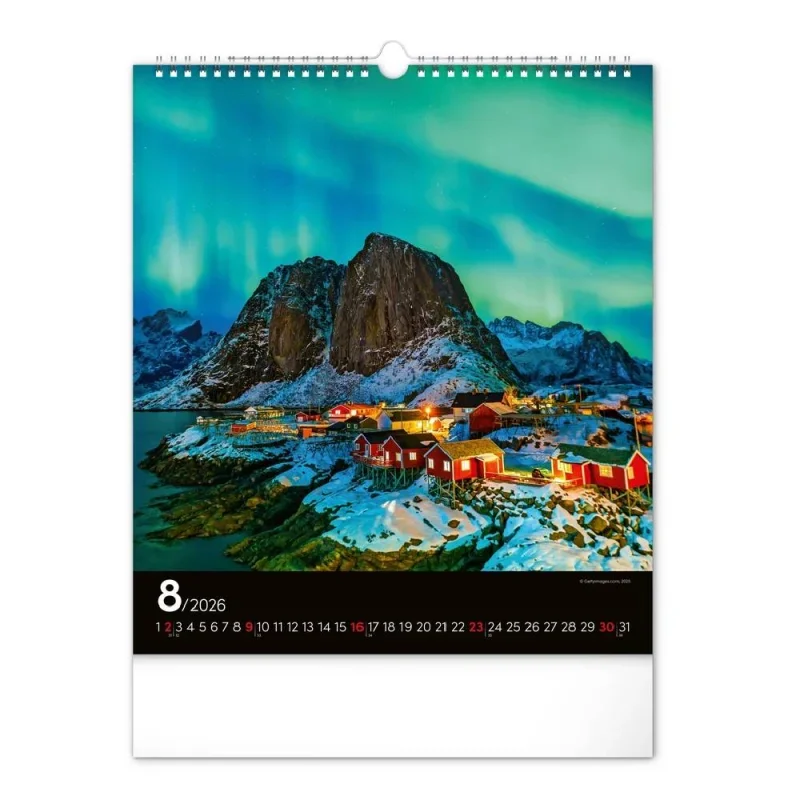 6087-AB Reálszisztéma Falinaptár Aurora Borealis 30 × 34 cm (2026)