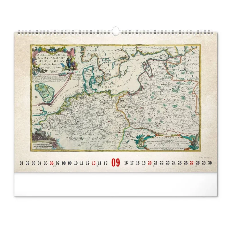 6094-AN Reálszisztéma Falinaptár Antique Maps 48 × 33 cm (2026)