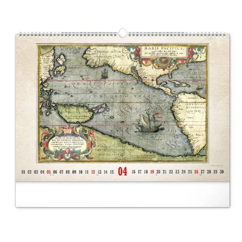 6094-AN Reálszisztéma Falinaptár Antique Maps 48 × 33 cm (2026)