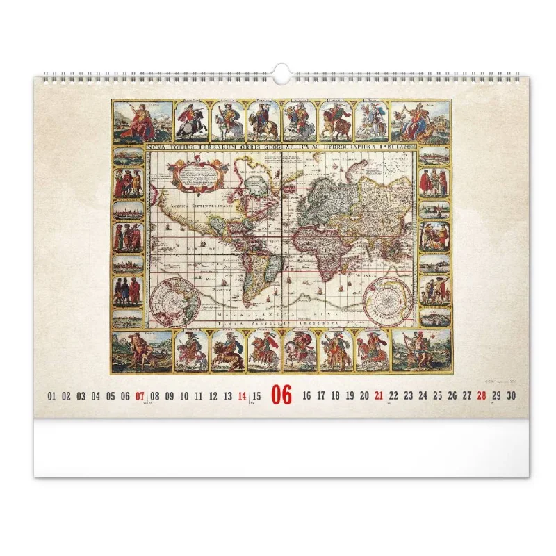 6094-AN Reálszisztéma Falinaptár Antique Maps 48 × 33 cm (2026)