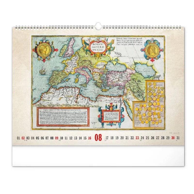 6094-AN Reálszisztéma Falinaptár Antique Maps 48 × 33 cm (2026)