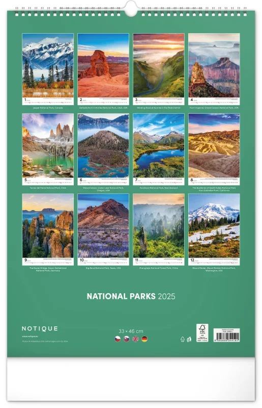 Reálszisztéma Falinaptár National Parks 33 × 46 cm (2025)