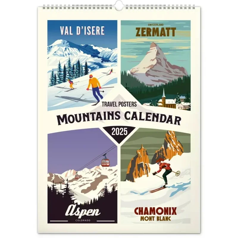 Reálszisztéma Falinaptár Travel Posters – Mountains 33 × 46 cm (2025)