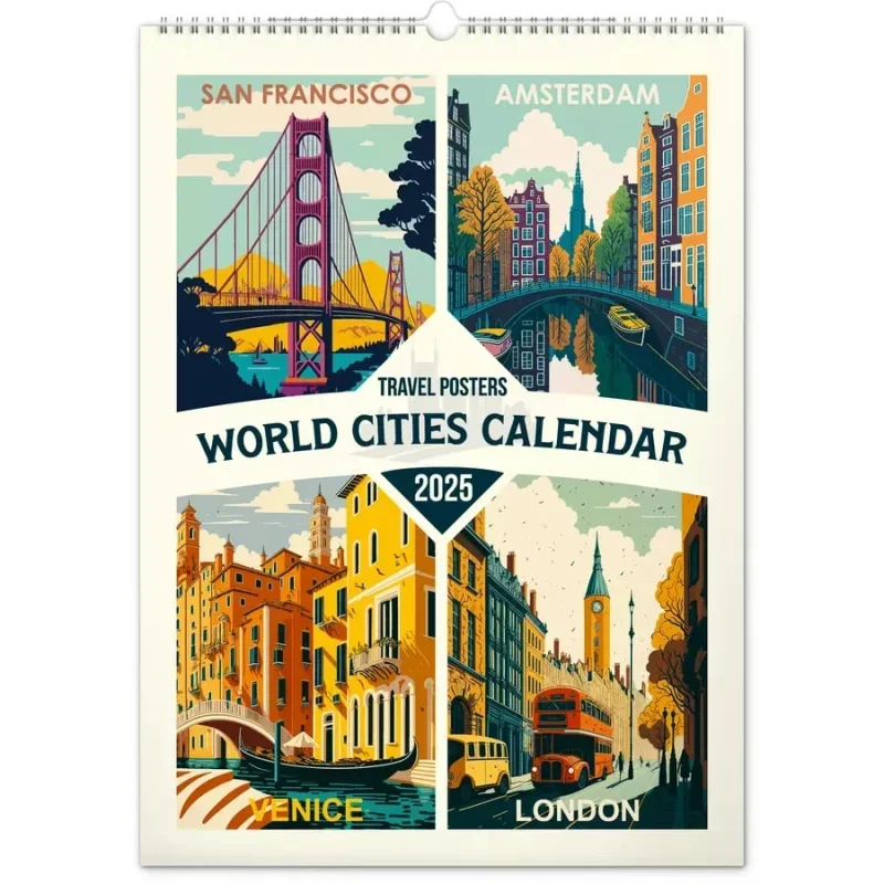 Reálszisztéma Falinaptár Travel Posters - World Cities 33 × 46 cm (2025)