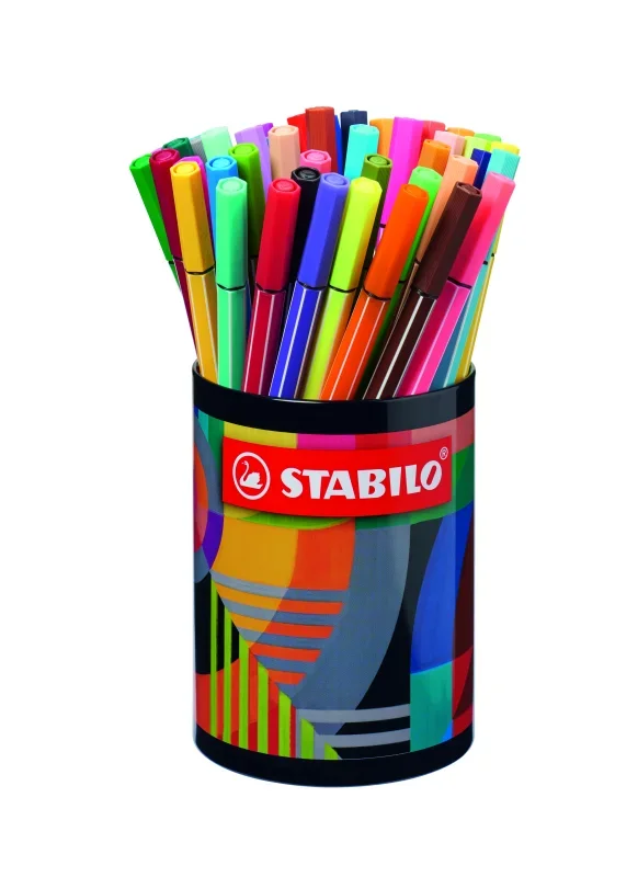 STABILO Pen 68 rostirón ARTY készlet henger alakú fémdobozban, 45 db-os