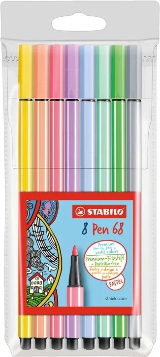 Stabilo Pen 68 PASTEL filctoll készlet 8 db-os