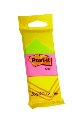 3M Post-it öntapadó jegyzettömb (51x38mm, 3x100lap), neon színek