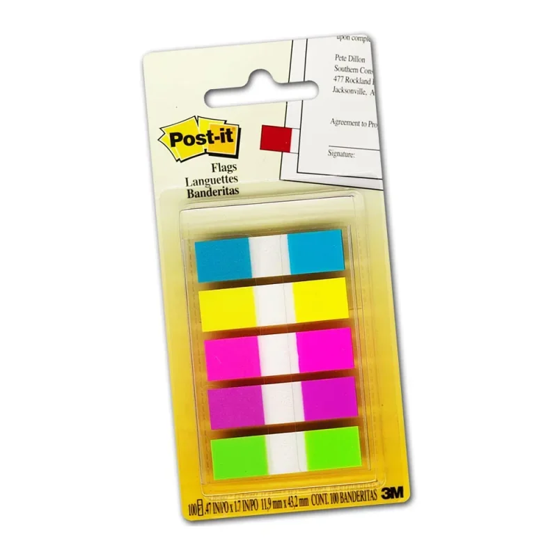 3M Post-it Keskeny jelölőcímke 12 × 43 mm, 5 × 20 címke, élénk színek