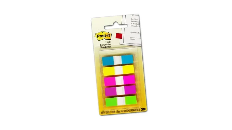 3M Post-it Keskeny jelölőcímke 12 × 43 mm, 5 × 20 címke, élénk színek