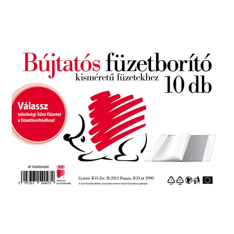 Ico süni füzetborító bújtatós 10db a/5
