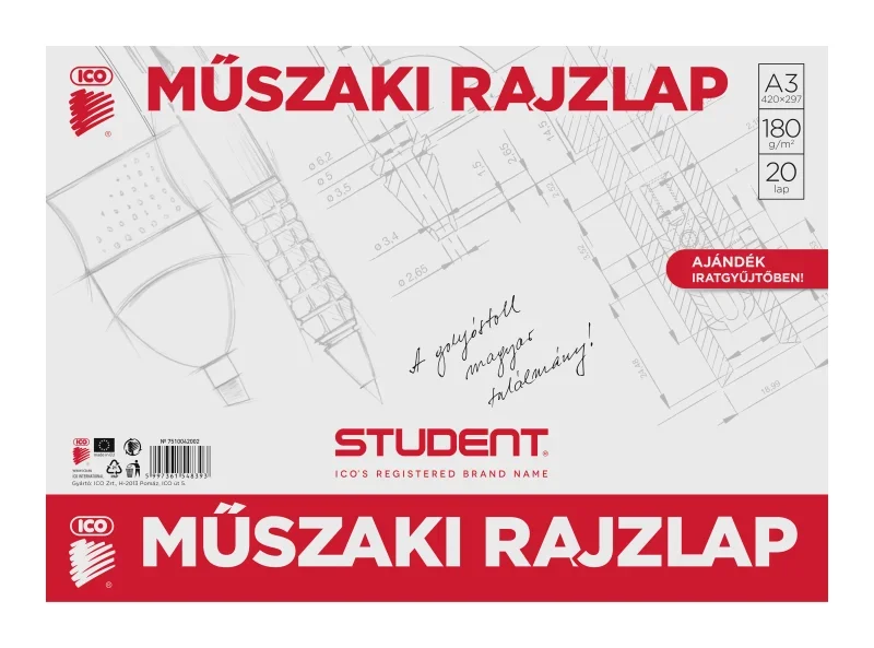 Student műszaki rajzlap 20 lap a/3