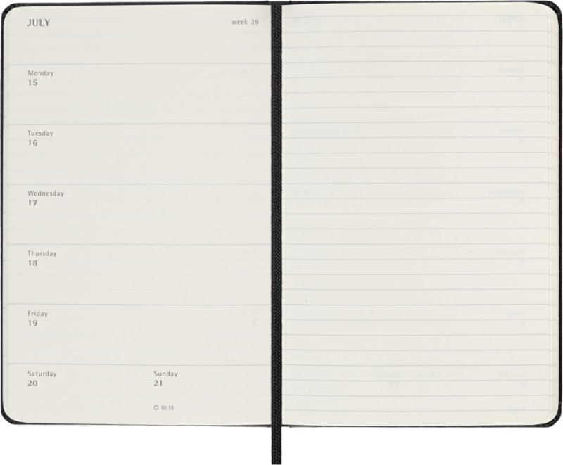 MOLESKINE Határidőnapló 2025/26 18 hónap, heti, kemény borítású, fekete (P)