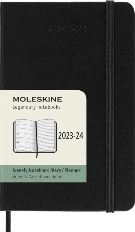 MOLESKINE Határidőnapló 2025/26 18 hónap, heti, kemény borítású, fekete (P)