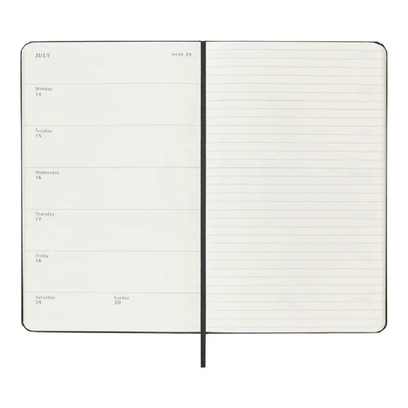 MOLESKINE Határidőnapló 2025/26 18 hónap, heti, kemény borítású, fekete (L).