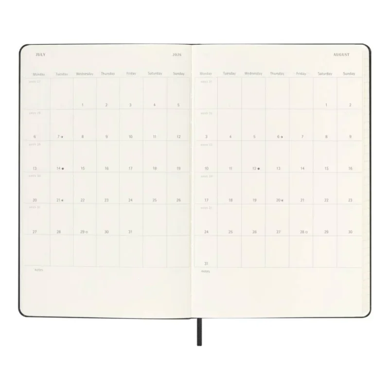 MOLESKINE Határidőnapló 2025/26 18 hónap, heti, kemény borítású, fekete (L).