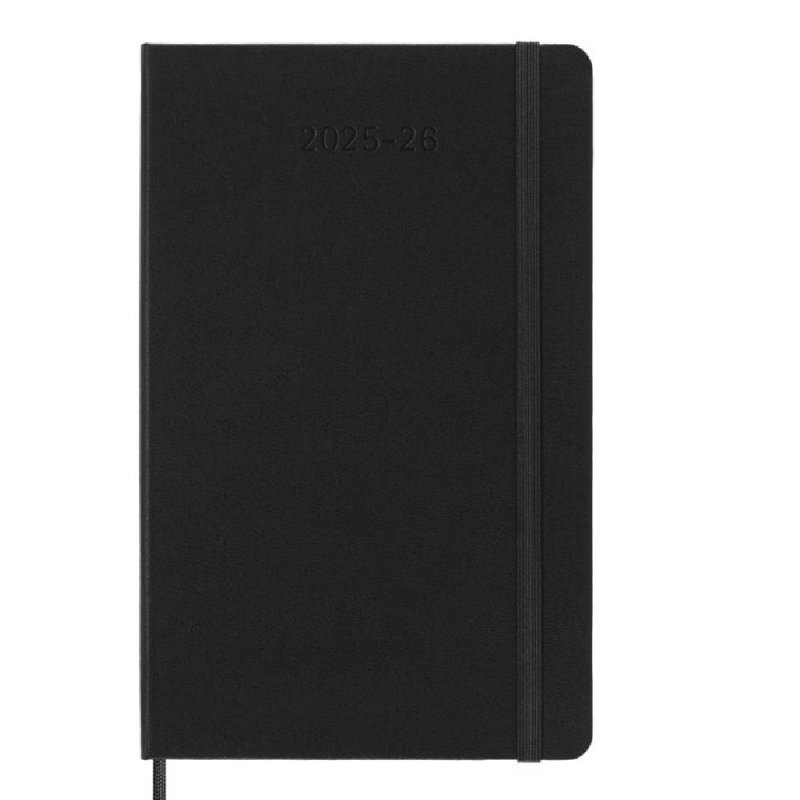 MOLESKINE Határidőnapló 2025/26 18 hónap, heti, kemény borítású, fekete (L).