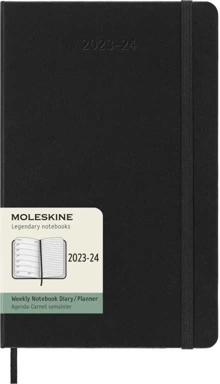 MOLESKINE Határidőnapló 2025/26 18 hónap, heti, kemény borítású, fekete (L).