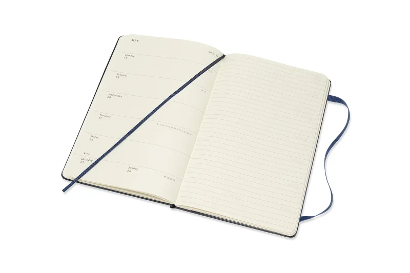 MOLESKINE Határidőnapló 2025/26 18 hónap, heti, kemény borítású, zafír kék (L)