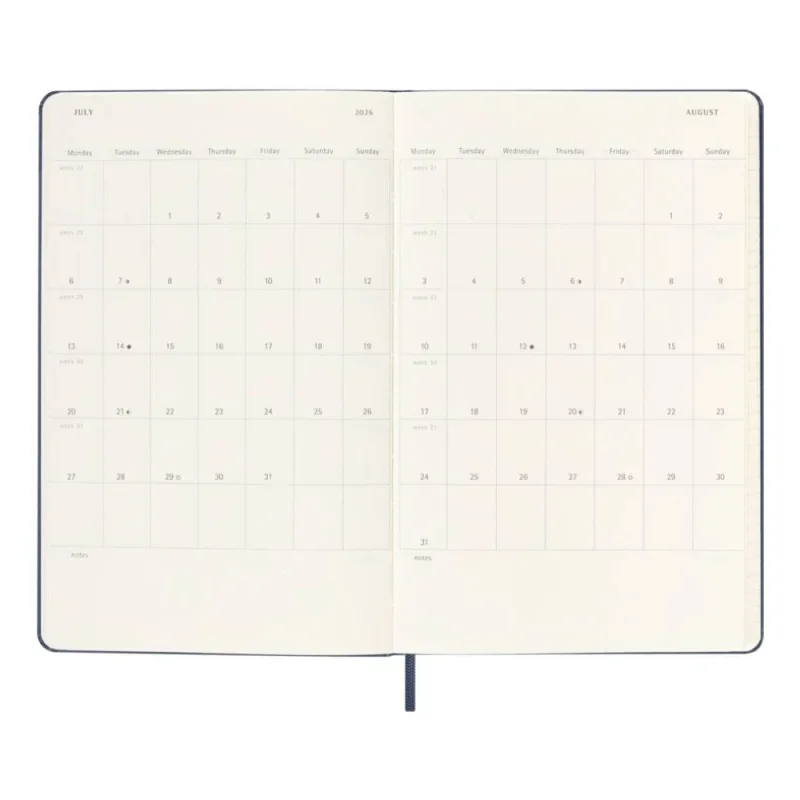 MOLESKINE Határidőnapló 2025/26 18 hónap, heti, kemény borítású, zafír kék (L)