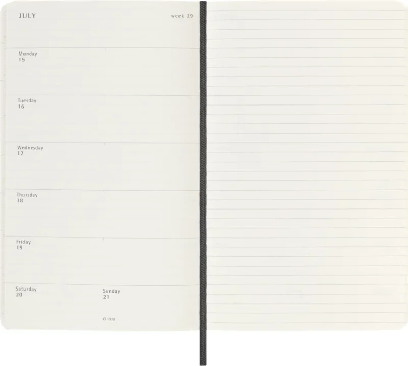 MOLESKINE Határidőnapló 2025/26 18 hónap, heti, puha borítású, fekete (L)