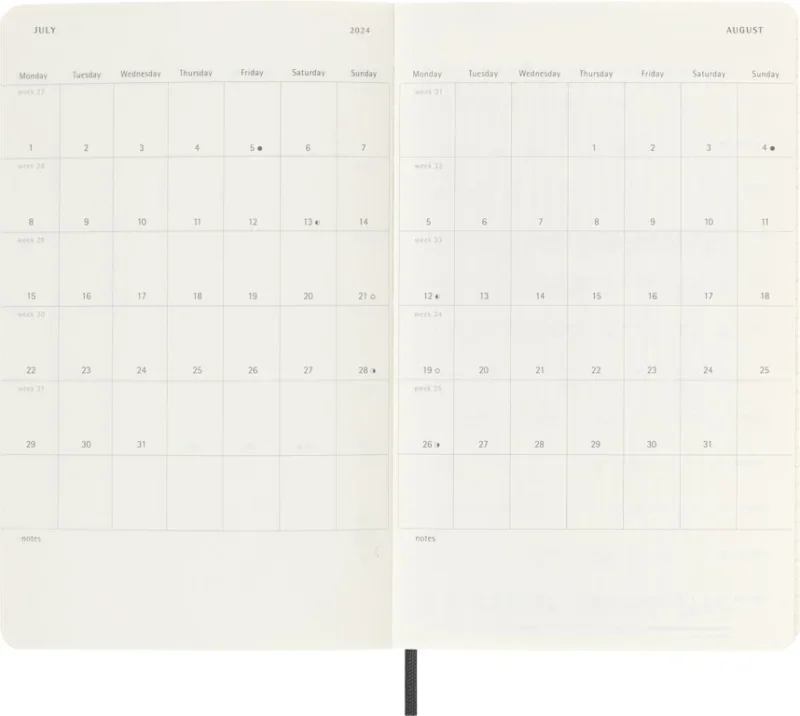 MOLESKINE Határidőnapló 2025/26 18 hónap, heti, puha borítású, fekete (L)