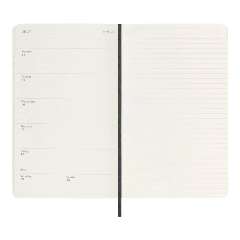 MOLESKINE Határidőnapló 2025/26 18 hónap, heti, puha borítású, fekete (L)