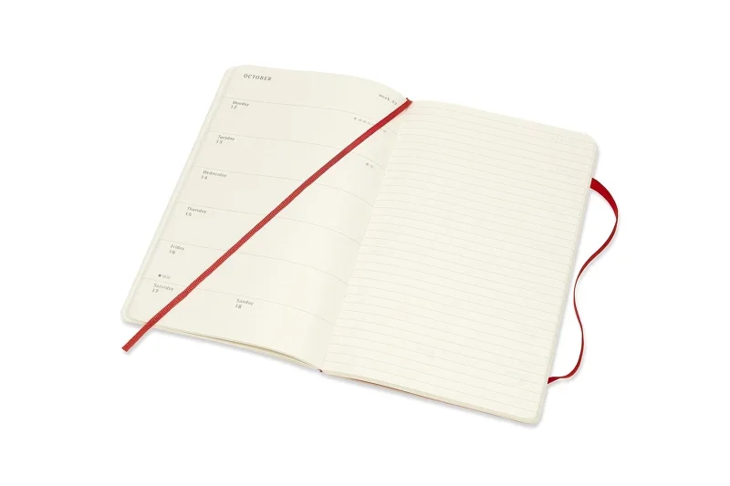 MOLESKINE Határidőnapló 2025/26 18 hónap, heti, puha borítású, skarlát piros (L)