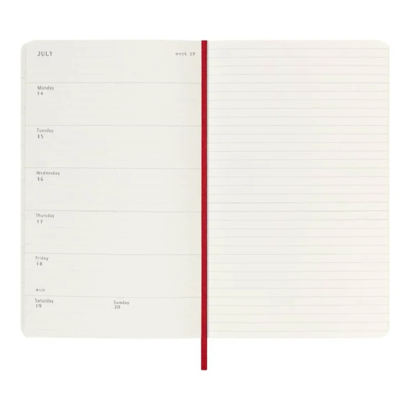 MOLESKINE Határidőnapló 2025/26 18 hónap, heti, puha borítású, skarlát piros (L)