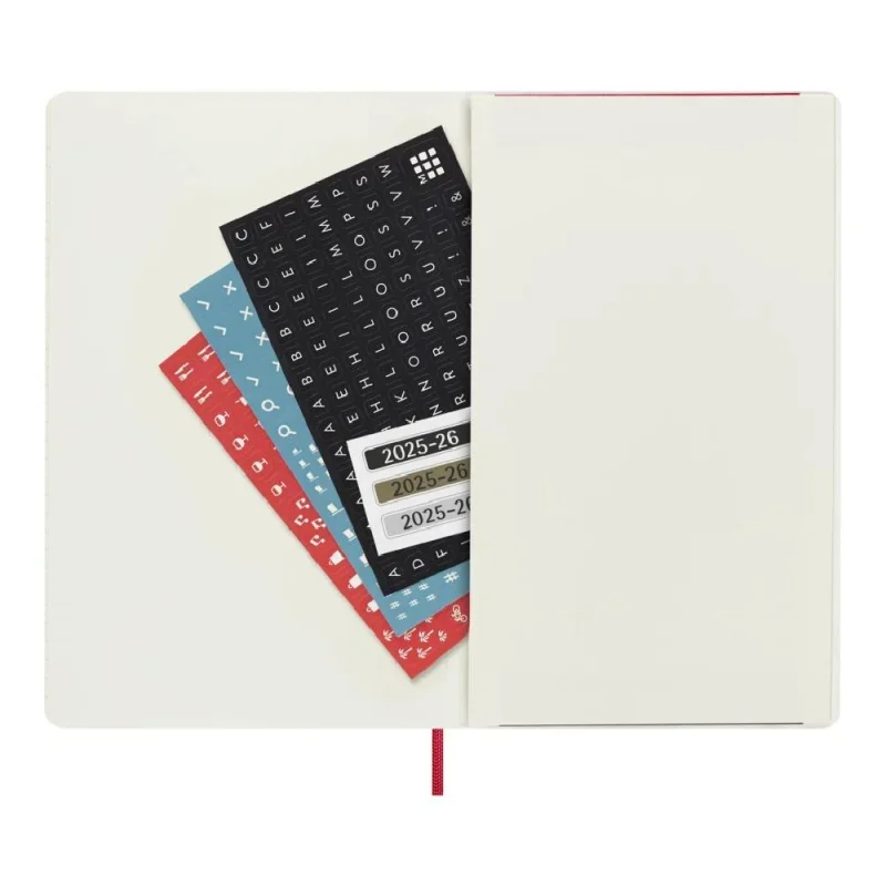 MOLESKINE Határidőnapló 2025/26 18 hónap, heti, puha borítású, skarlát piros (L)