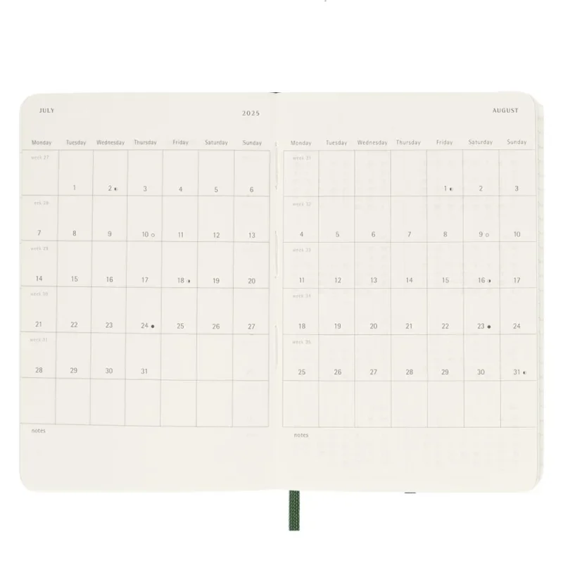 MOLESKINE Határidőnapló 2026 12 hónap, Napi, puha borító, MIRTUSZ ZÖLD (P)