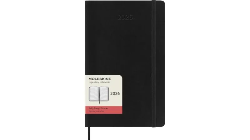 MOLESKINE Határidőnapló 2026 12 hónap, Napi, puha borító, FEKETE (L)