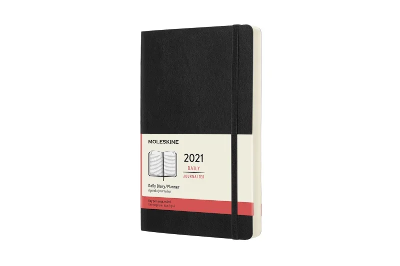 MOLESKINE Határidőnapló 2026 12 hónap, Napi, puha borító, FEKETE (L)