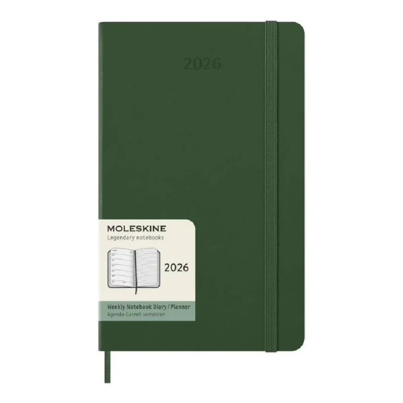 MOLESKINE Határidőnapló 2026 12 hónap, Heti, kemény borító, MIRTUSZ ZÖLD (L)