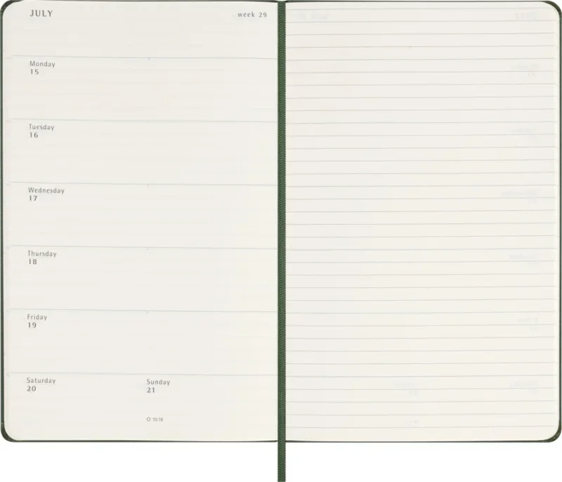 MOLESKINE Határidőnapló 2026 12 hónap, Heti, kemény borító, MIRTUSZ ZÖLD (L)