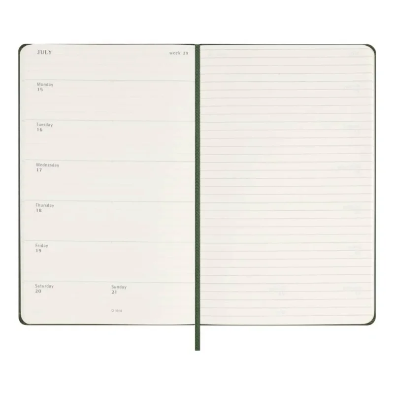 MOLESKINE Határidőnapló 2026 12 hónap, Heti, kemény borító, MIRTUSZ ZÖLD (L)