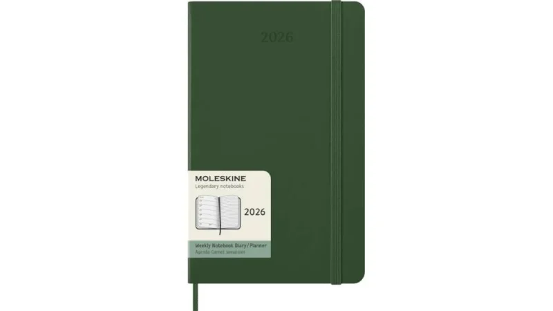 MOLESKINE Határidőnapló 2026 12 hónap, Heti, kemény borító, MIRTUSZ ZÖLD (L)
