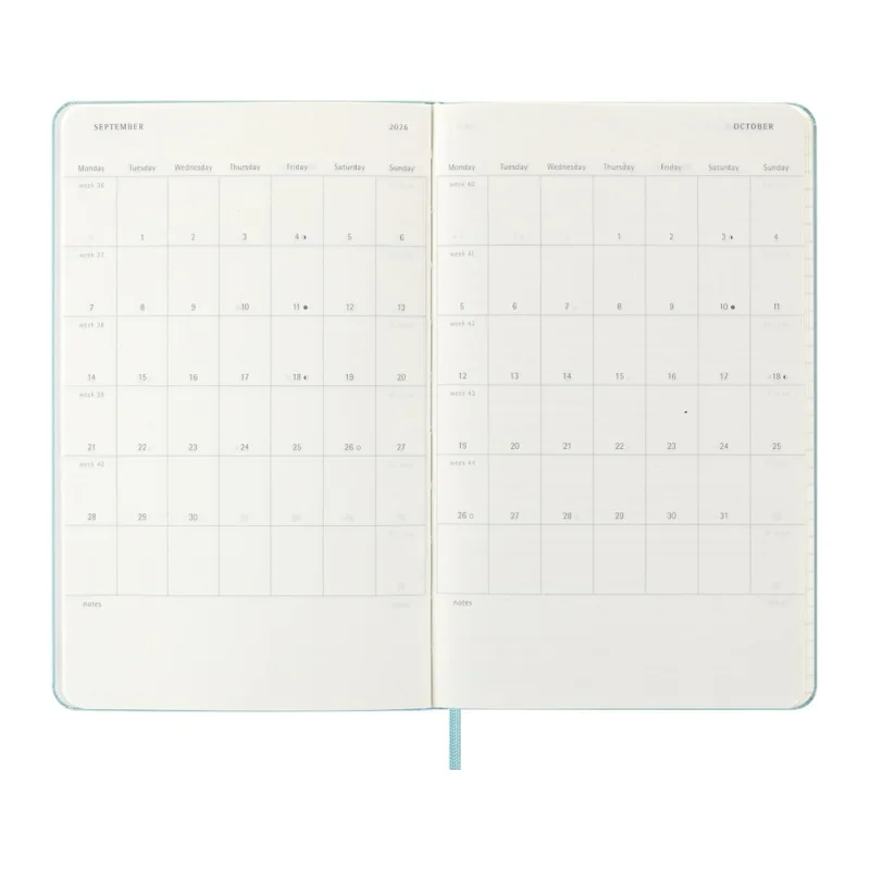 MOLESKINE Határidőnapló 2026 12 hónap, Heti, kemény borító, AQUAMARINE KÉK (L)