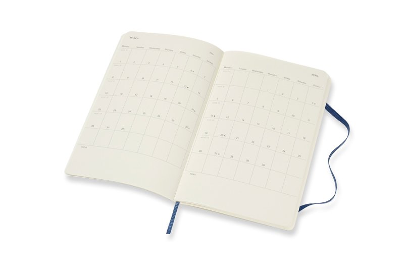 MOLESKINE Határidőnapló 2026 12 hónap, Heti, puha borító, ZAFÍR KÉK (L)