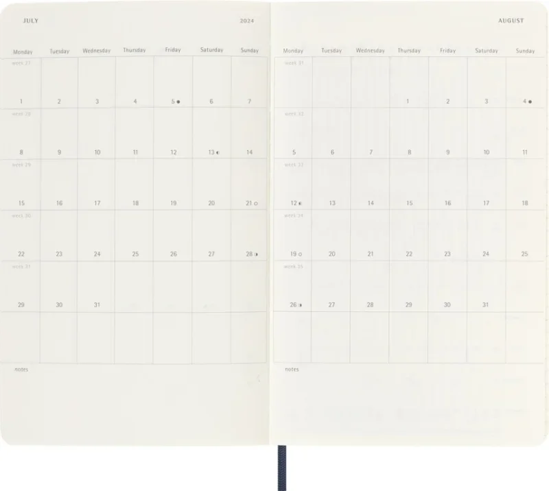MOLESKINE Határidőnapló 2026 12 hónap, Heti, puha borító, ZAFÍR KÉK (L)