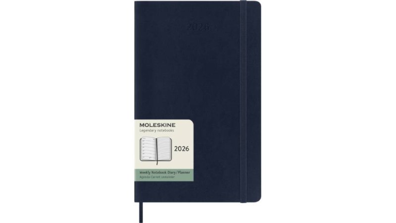 MOLESKINE Határidőnapló 2026 12 hónap, Heti, puha borító, ZAFÍR KÉK (L)