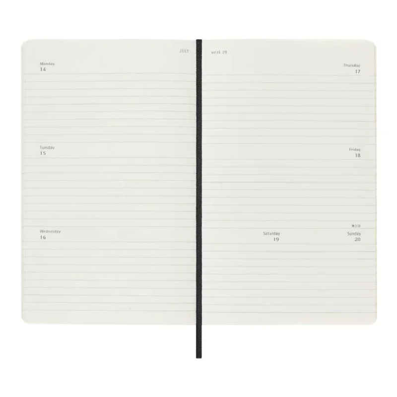 MOLESKINE Határidőnapló 2026 12 hónap, Heti, puha borító, FEKETE (L) Horizontális