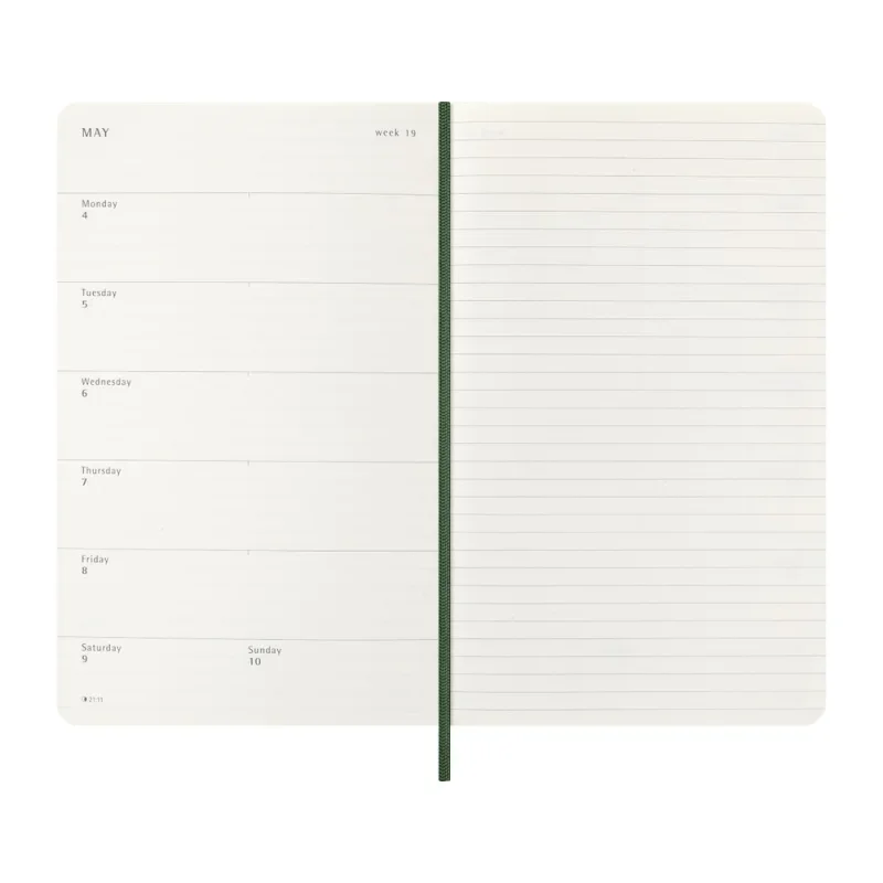 MOLESKINE Határidőnapló 2026 12 hónap, Heti, puha borító, MIRTUSZ ZÖLD (L)