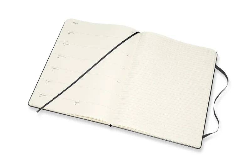 MOLESKINE Határidőnapló 2026 12 hónap, Heti, kemény borító, FEKETE (XL)