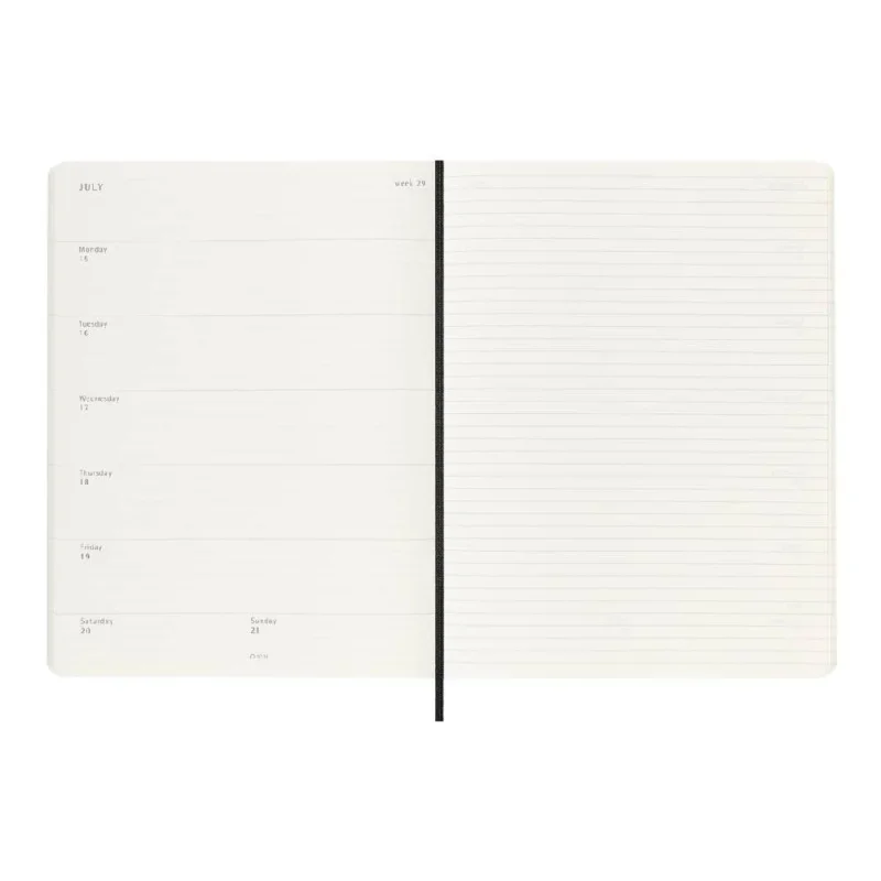 MOLESKINE Határidőnapló 2026 12 hónap, Heti, puha borító, FEKETE (XL)