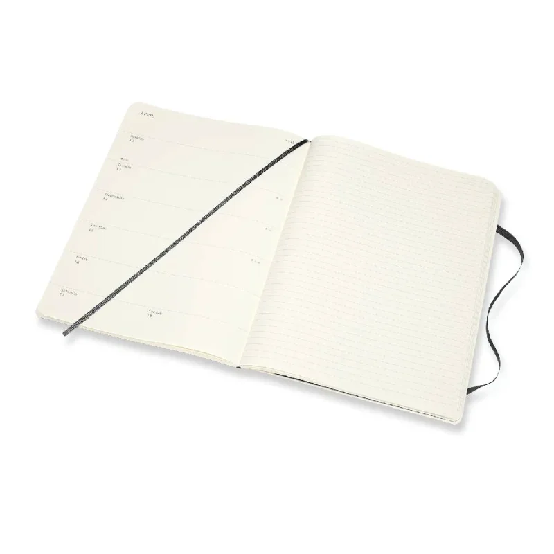 MOLESKINE Határidőnapló 2026 12 hónap, Heti, puha borító, FEKETE (XL)
