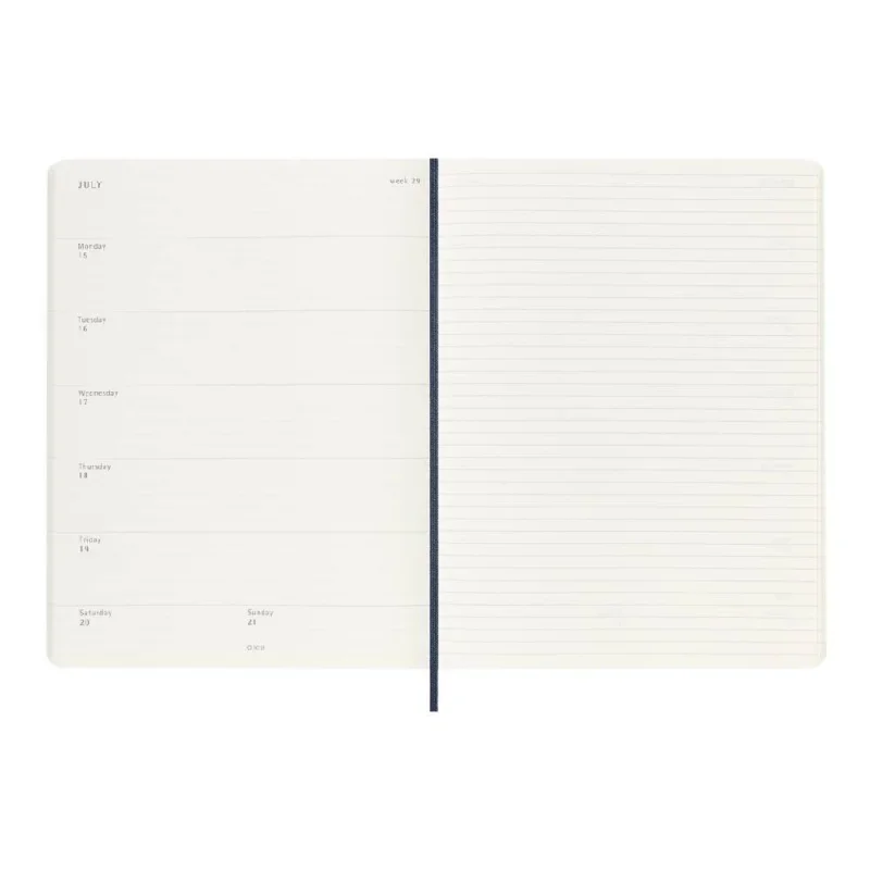 MOLESKINE Határidőnapló 2026 12 hónap, Heti, puha borító, ZAFÍR KÉK (XL)