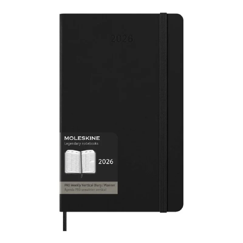 MOLESKINE Határidőnapló 2026 12 hónap, PRO Heti, kemény borító, FEKETE (L)