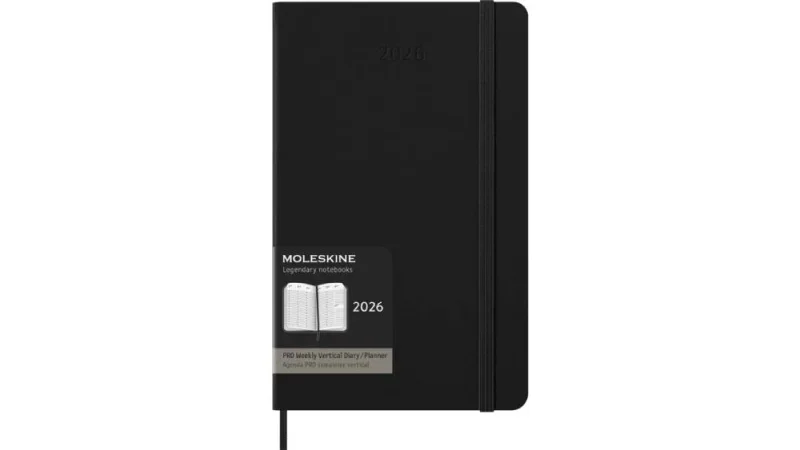 MOLESKINE Határidőnapló 2026 12 hónap, PRO Heti, kemény borító, FEKETE (L)